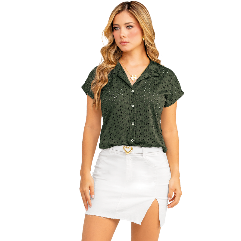 Camisa en Ojalillo con Botones